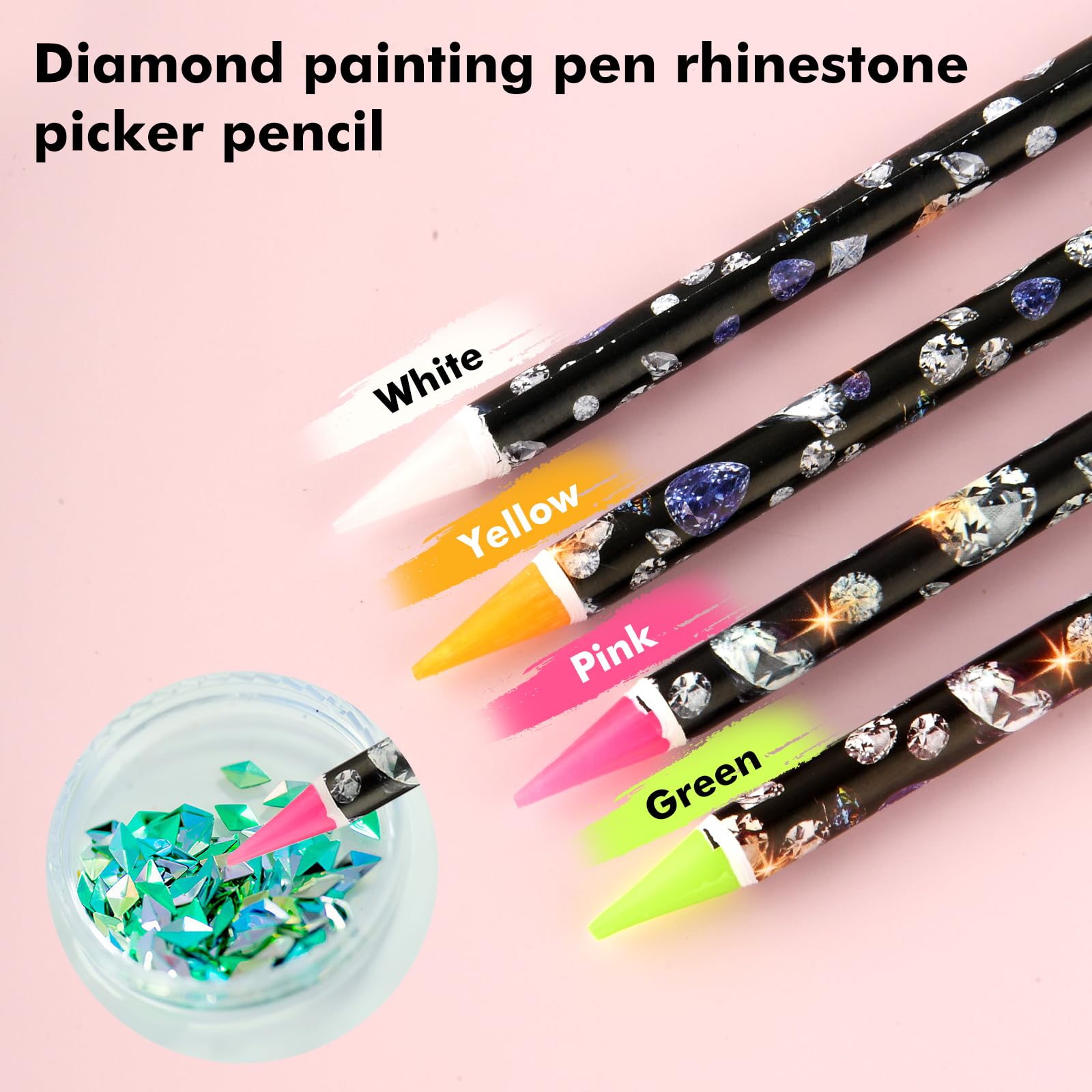 Telooco green rhinestone picker pen for quick diamond art projects.