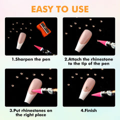 Telooco rose-red rhinestone picker pen for secure rhinestone placement.