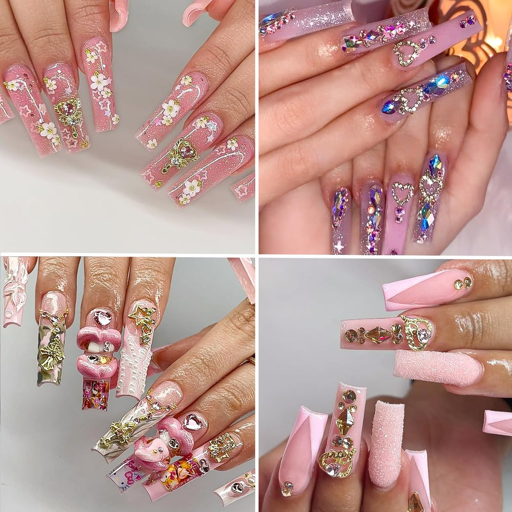 TemBelle rhinestones and gems accent nails with brilliant shine