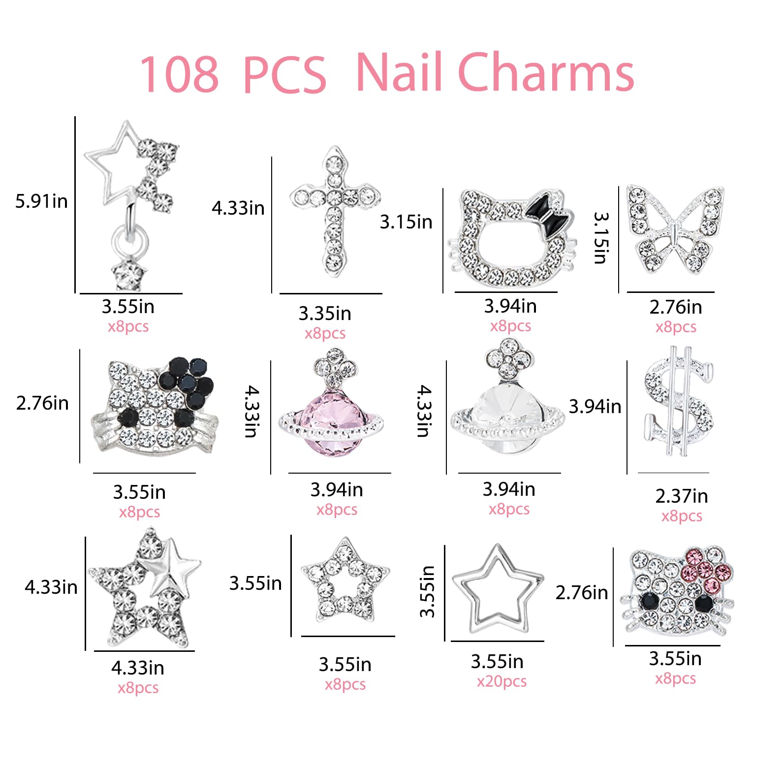 TemBelle Y2K 3D silver star charms add sparkling focal accents.