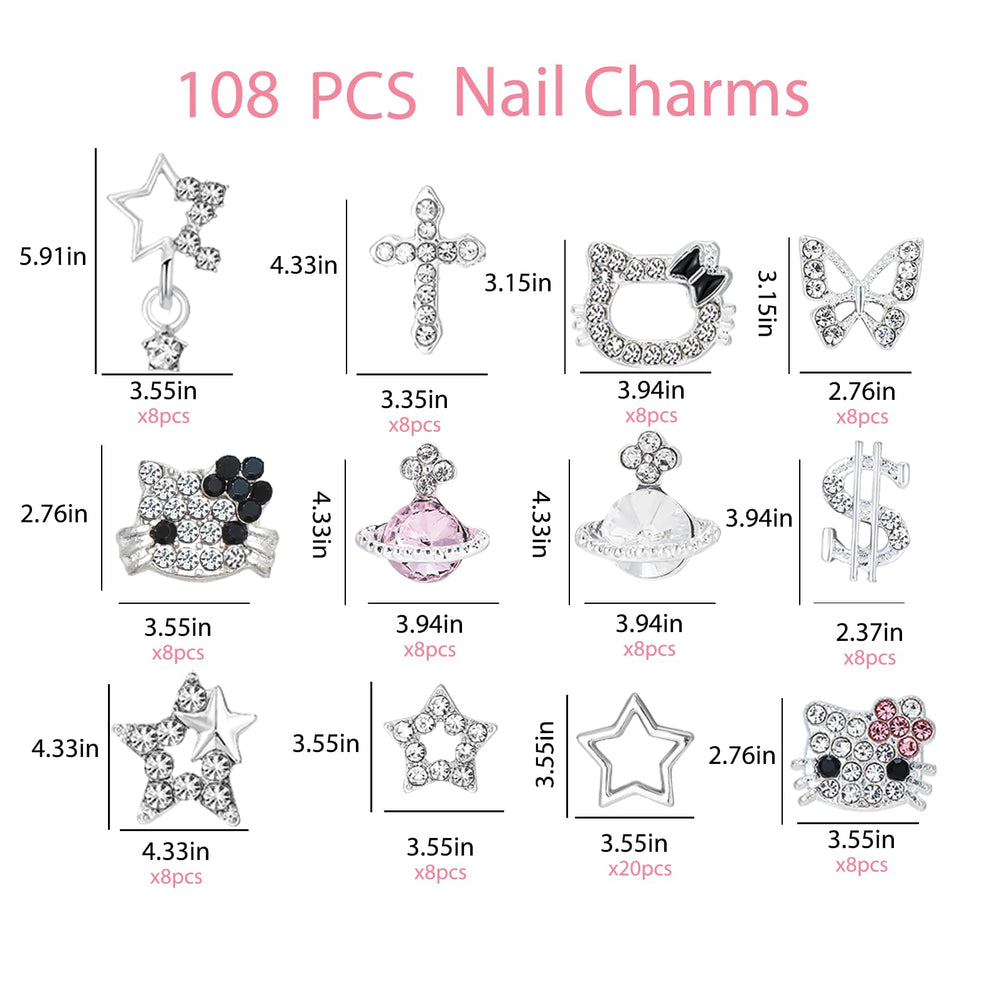TemBelle Y2K 3D silver star charms add sparkling focal accents.