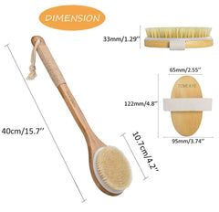 TEMEAYE cepillo seco de pelos naturales medianos para exfoliación suave.