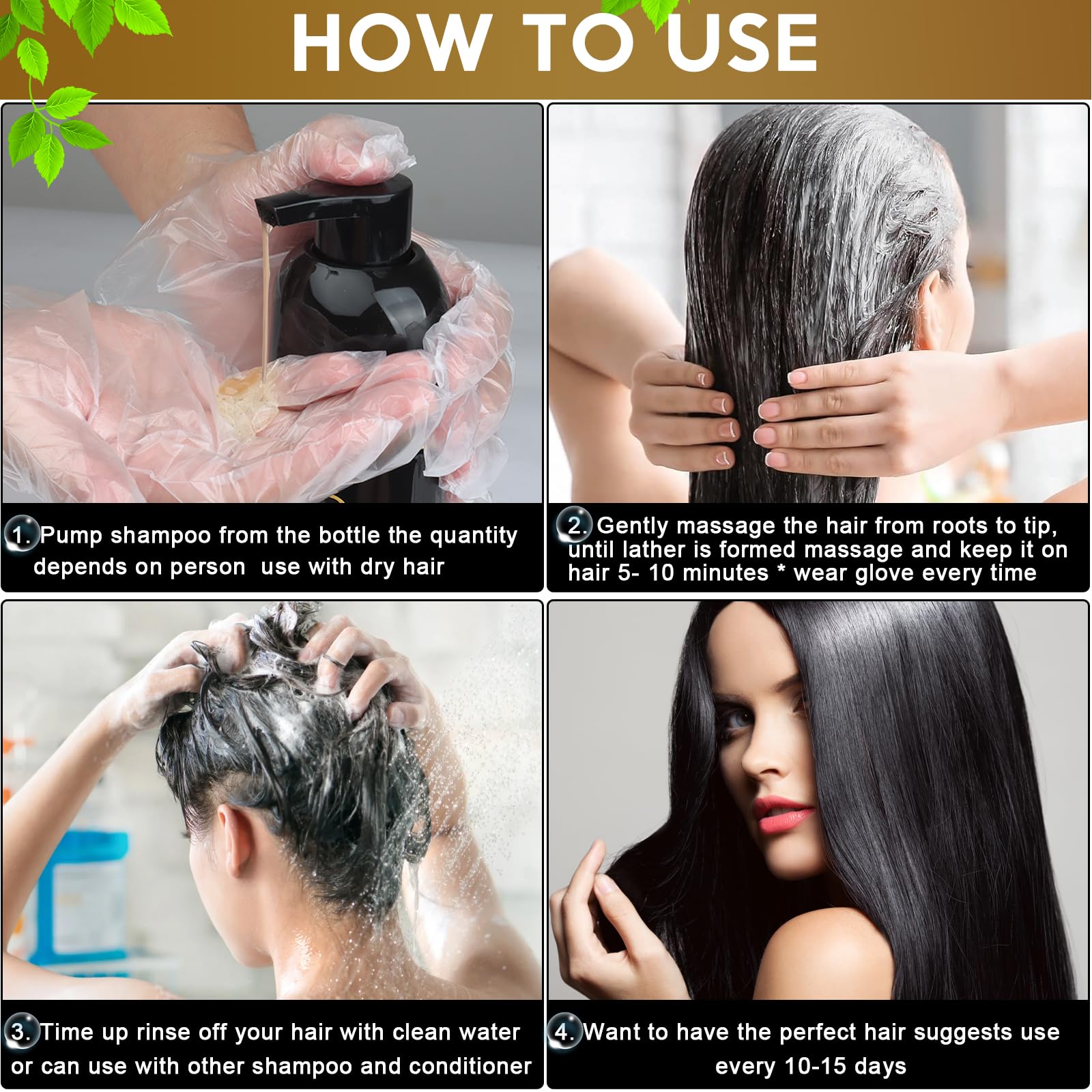 Fórmula natural con extractos Temgofeau: cabello nutrido y suave.