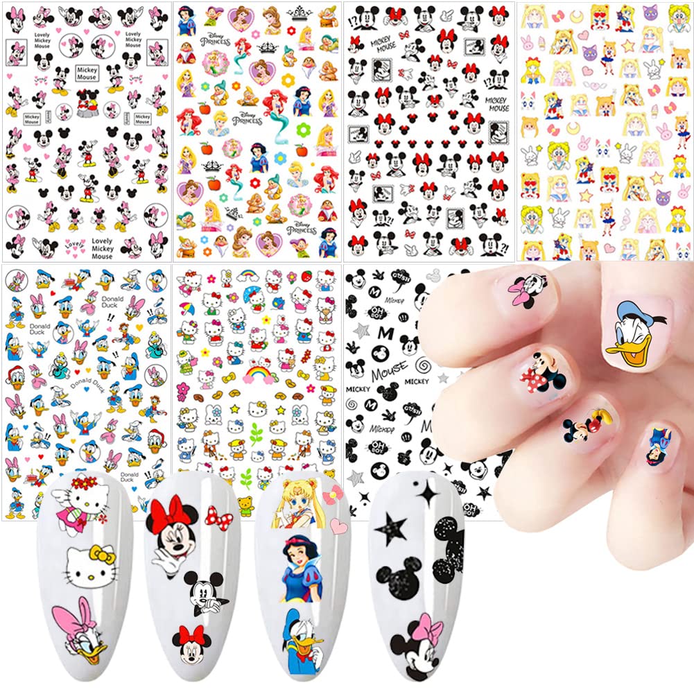 Temote cartoon nail stickers closeup showing 3D designs for easy at home nails