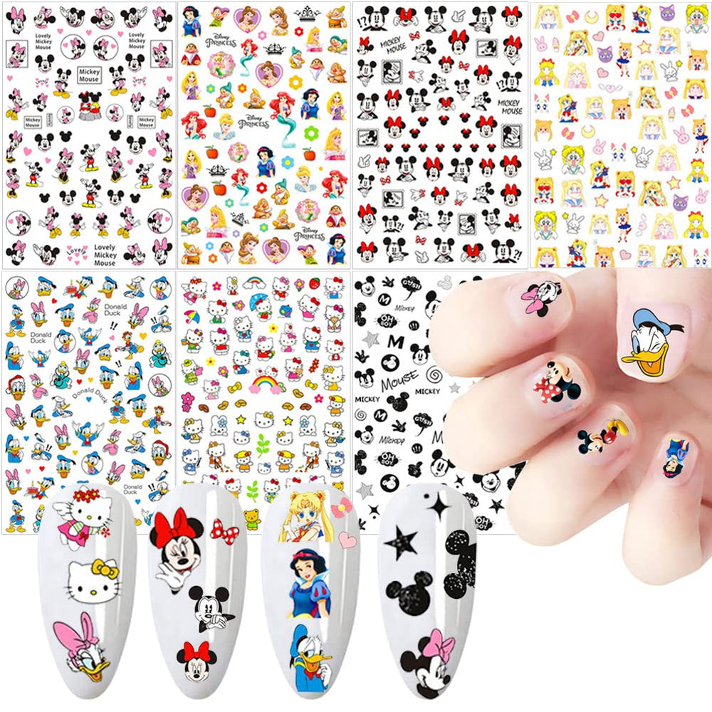 Temote cartoon nail stickers closeup showing 3D designs for easy at home nails