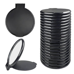 Tenalleys mini round folding mirror in pocket, ideal for on-the-go touch ups.
