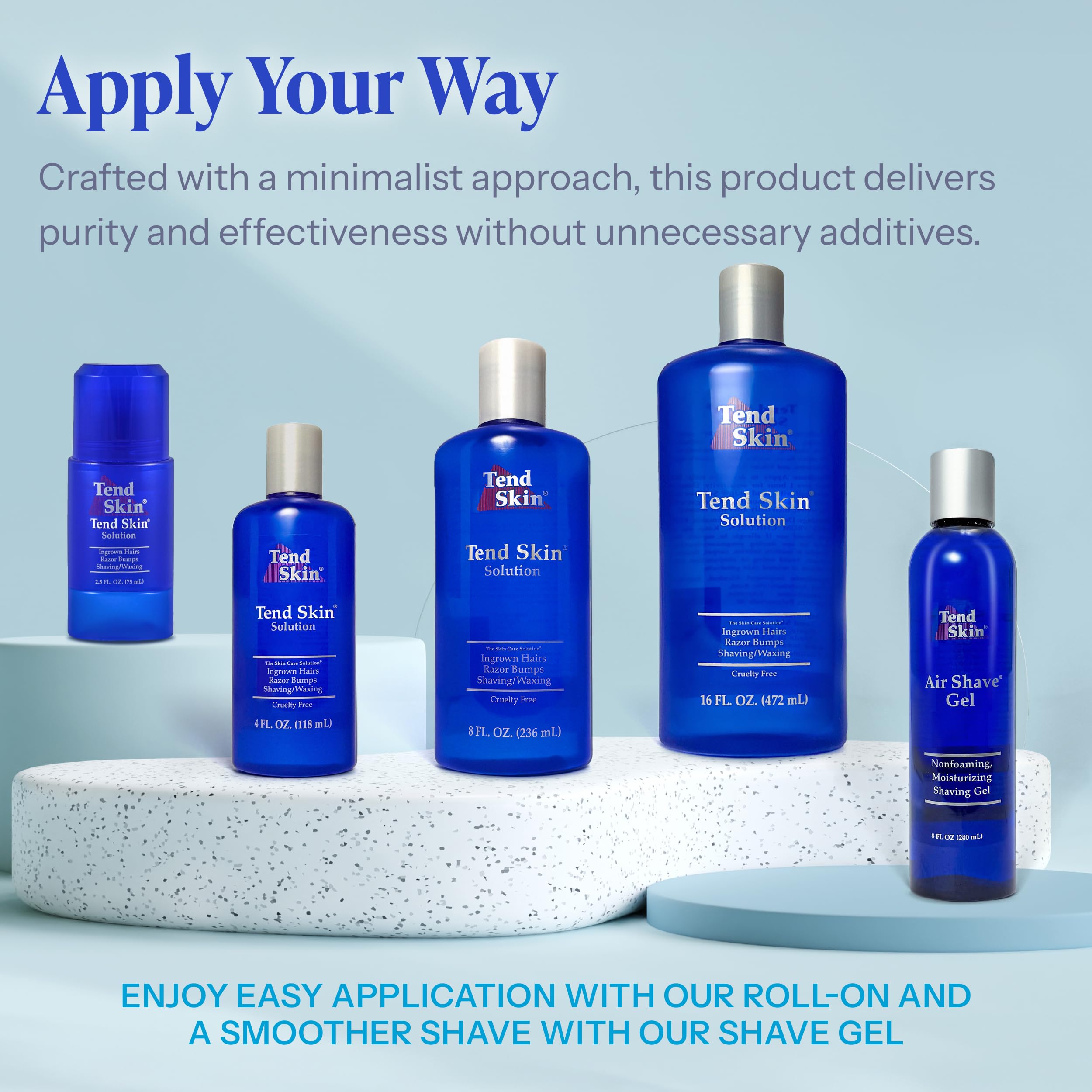 Tend Skin 2.5 oz roll-on bottle designed for easy daily use