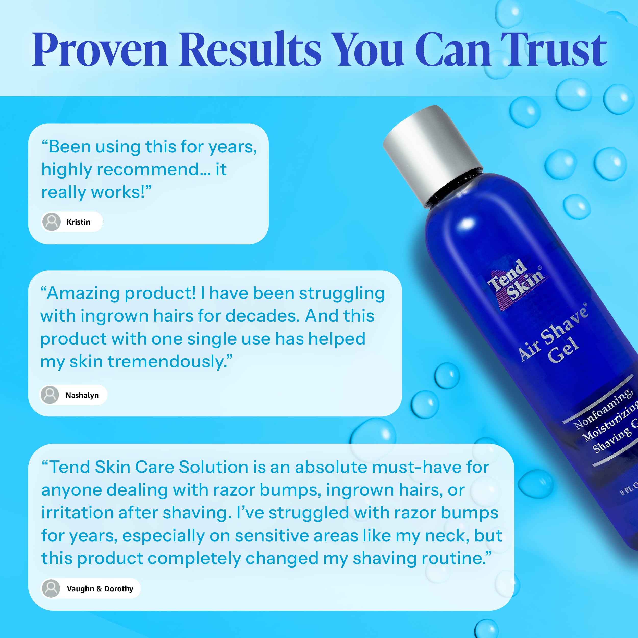 Tend Skin Air Shave Gel with razor example demonstrates effortless razor glide.