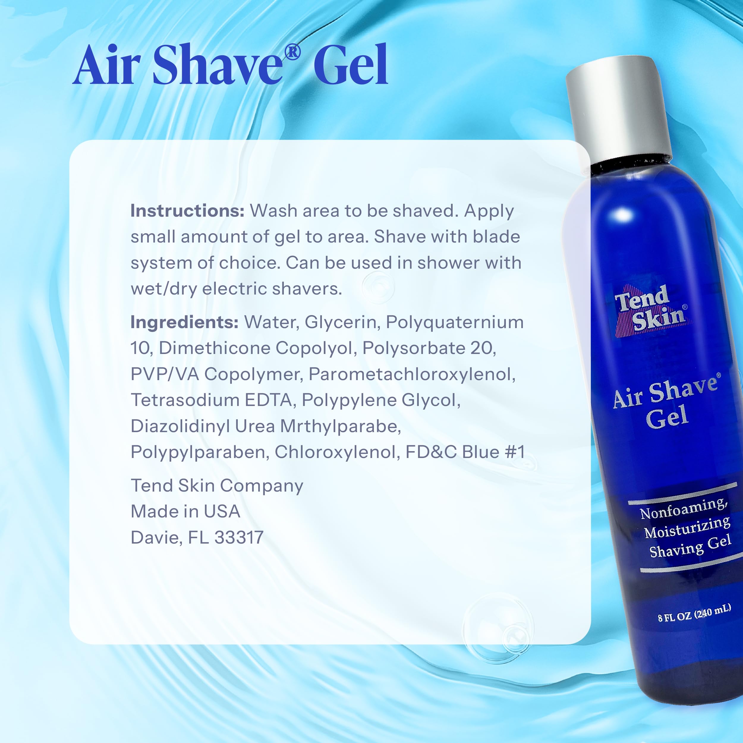 Tend Skin Air Shave Gel sealed packaging suggests freshness and reliable shelf life.