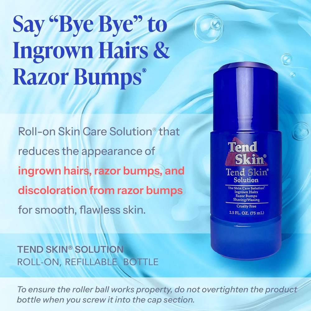 Tend Skin Ingrown Hair Solution roller applying on skin to calm ingrown hairs
