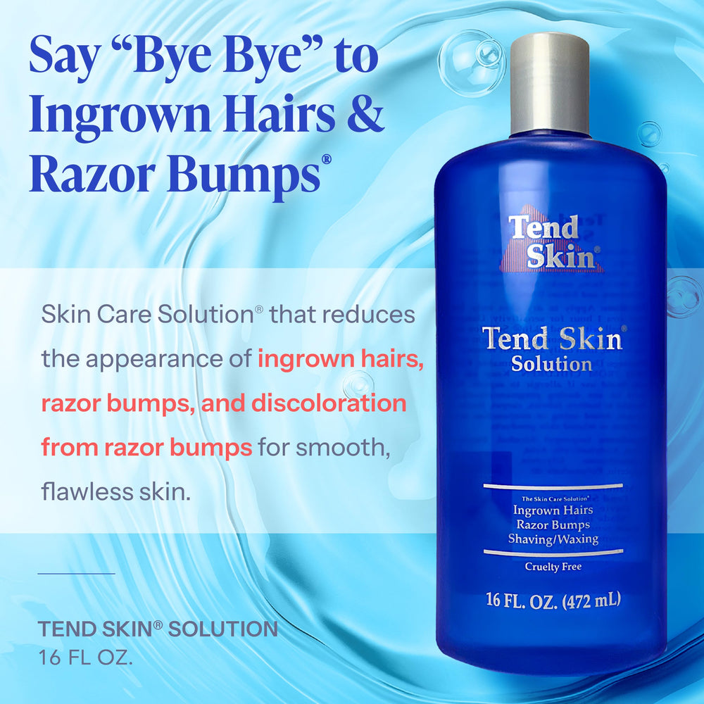 Tend Skin bottle label close-up highlighting USA-made cruelty-free formula