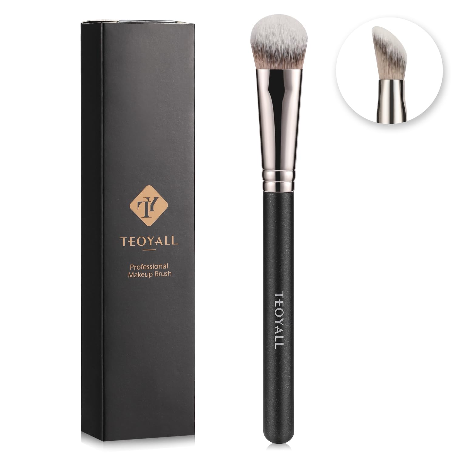TEOYALL angled contour brush with flat head for precise cheekbone sculpting and easy blending.