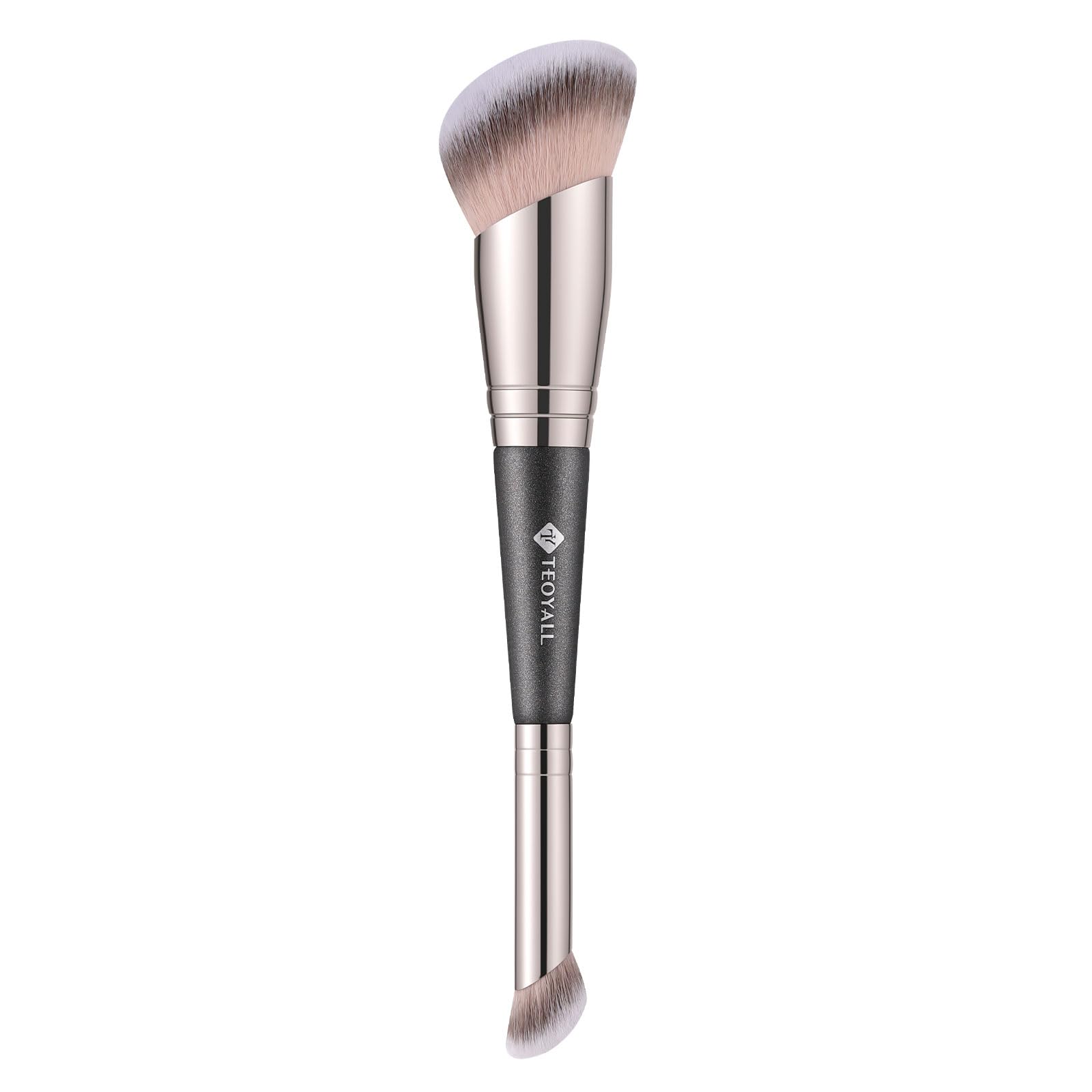 TEOYALL dual-ended brush with large curved head for seamless foundation blending.