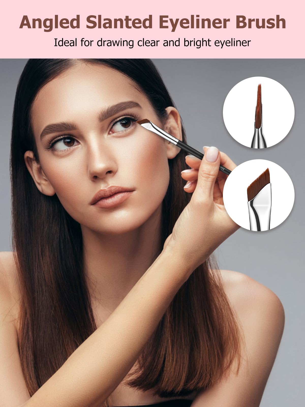 TEOYALL pointed eyeliner brush enables precise detailing and sharp accents.