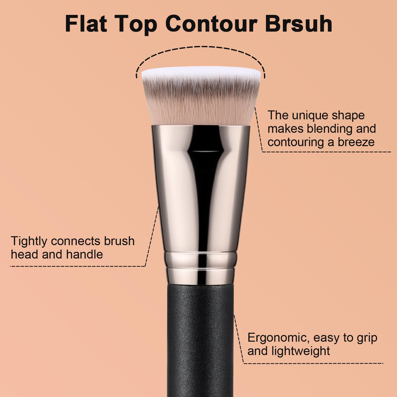 TEOYALL Flat Top Contour Brush ergonomic handle enhances control