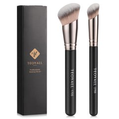 TEOYALL Foundation Contour Brush Set angled head close-up for precise contouring with liquid foundations.