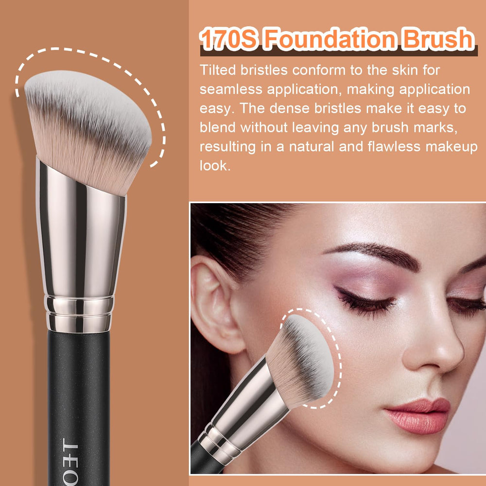 TEOYALL soft synthetic bristles shown on the brush for gentle, streak-free blending.