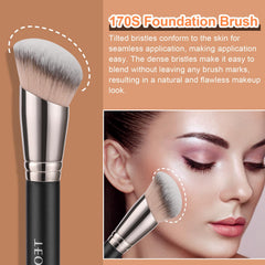 TEOYALL soft synthetic bristles shown on the brush for gentle, streak-free blending.