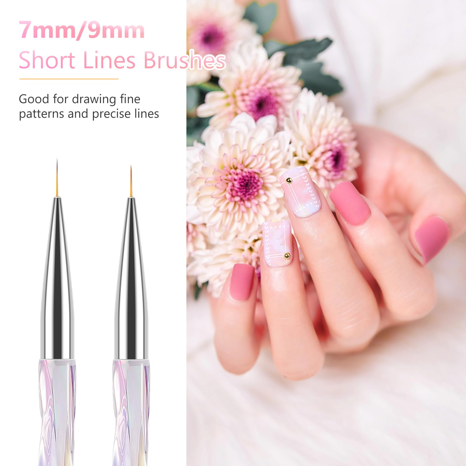 TEOYALL nail art liner brush 11mm for delicate detailing in designs.