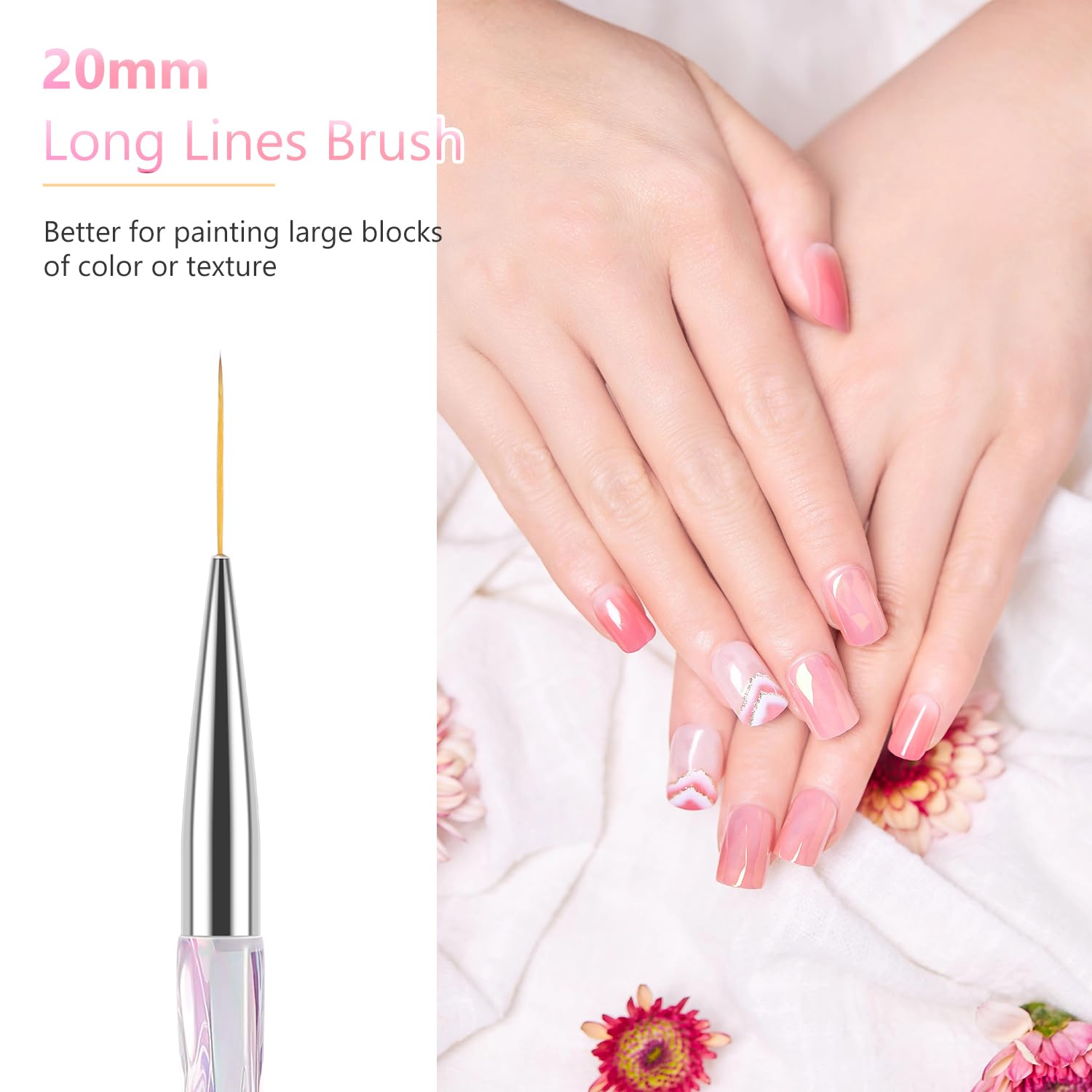 TEOYALL nail art liner brush 20mm for sweeping long strokes.