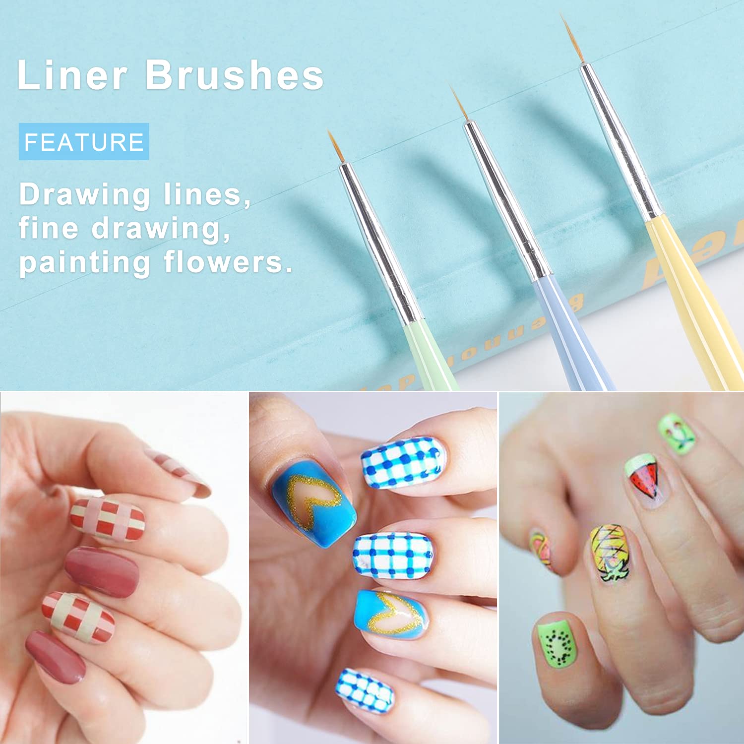 TEOYALL square flat nail art brush for sharp edges and clean designs