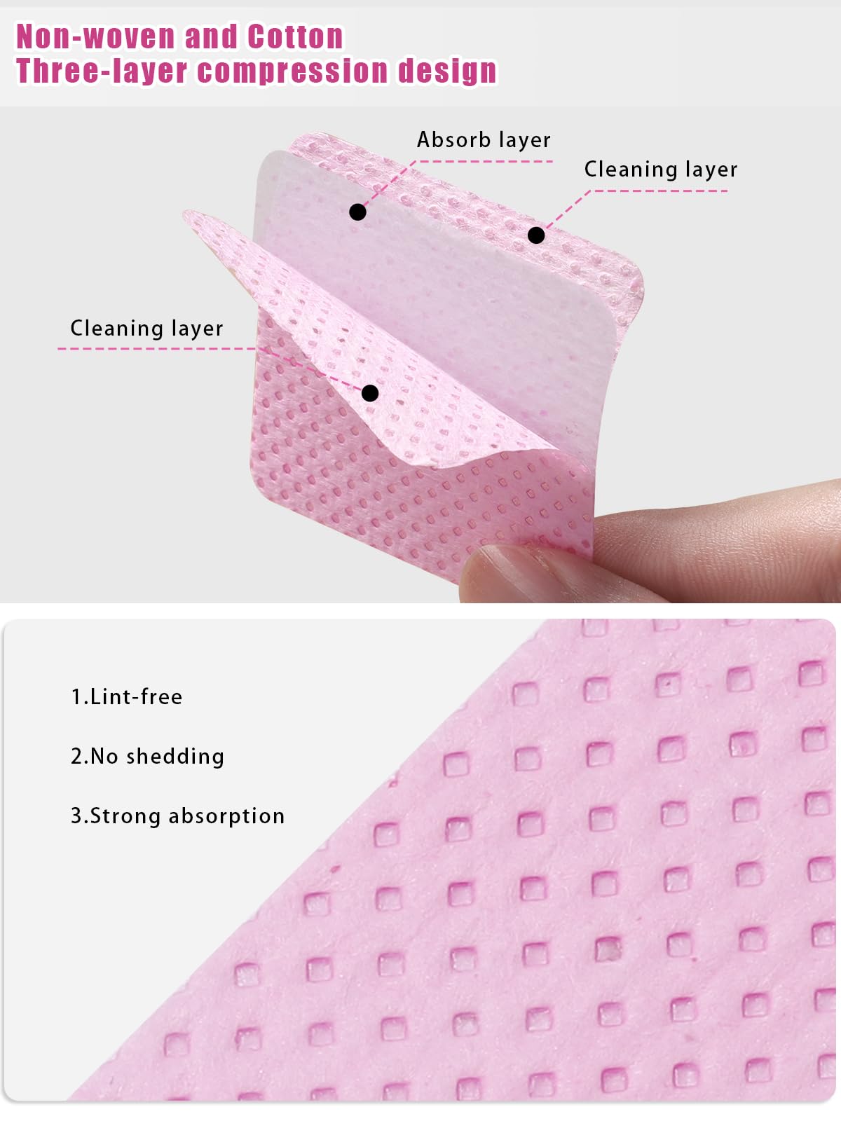 TEOYALL non-woven cleaning pads for nails and lashes prep