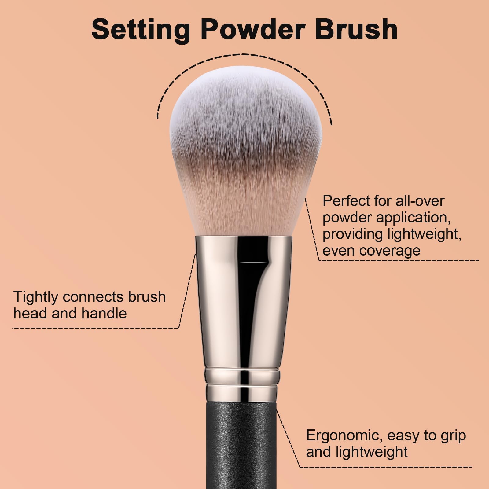 TEOYALL Setting Powder Brush secure metal ferrule keeps bristles intact during use.