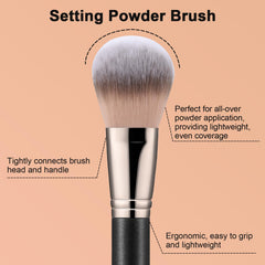TEOYALL Setting Powder Brush secure metal ferrule keeps bristles intact during use.