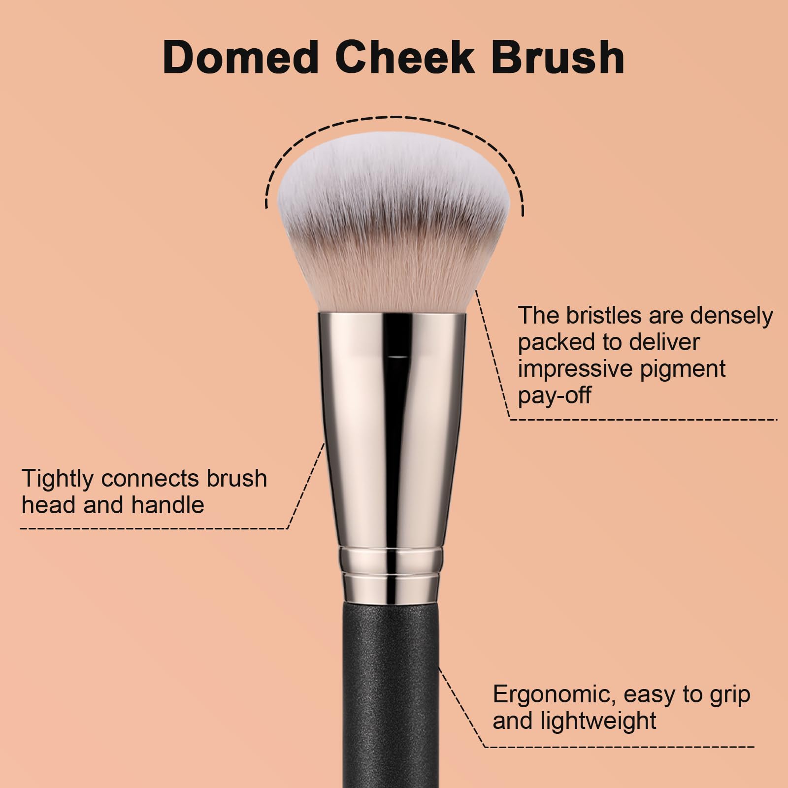 TEOYALL soft synthetic bristles close-up for smooth powder pickup.