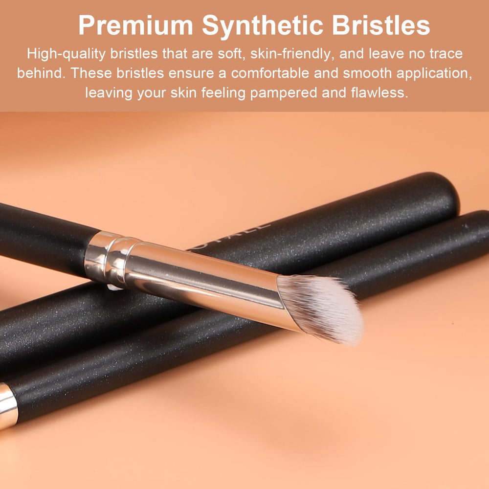 TEOYALL synthetic bristles close-up showing silky texture for smooth makeup
