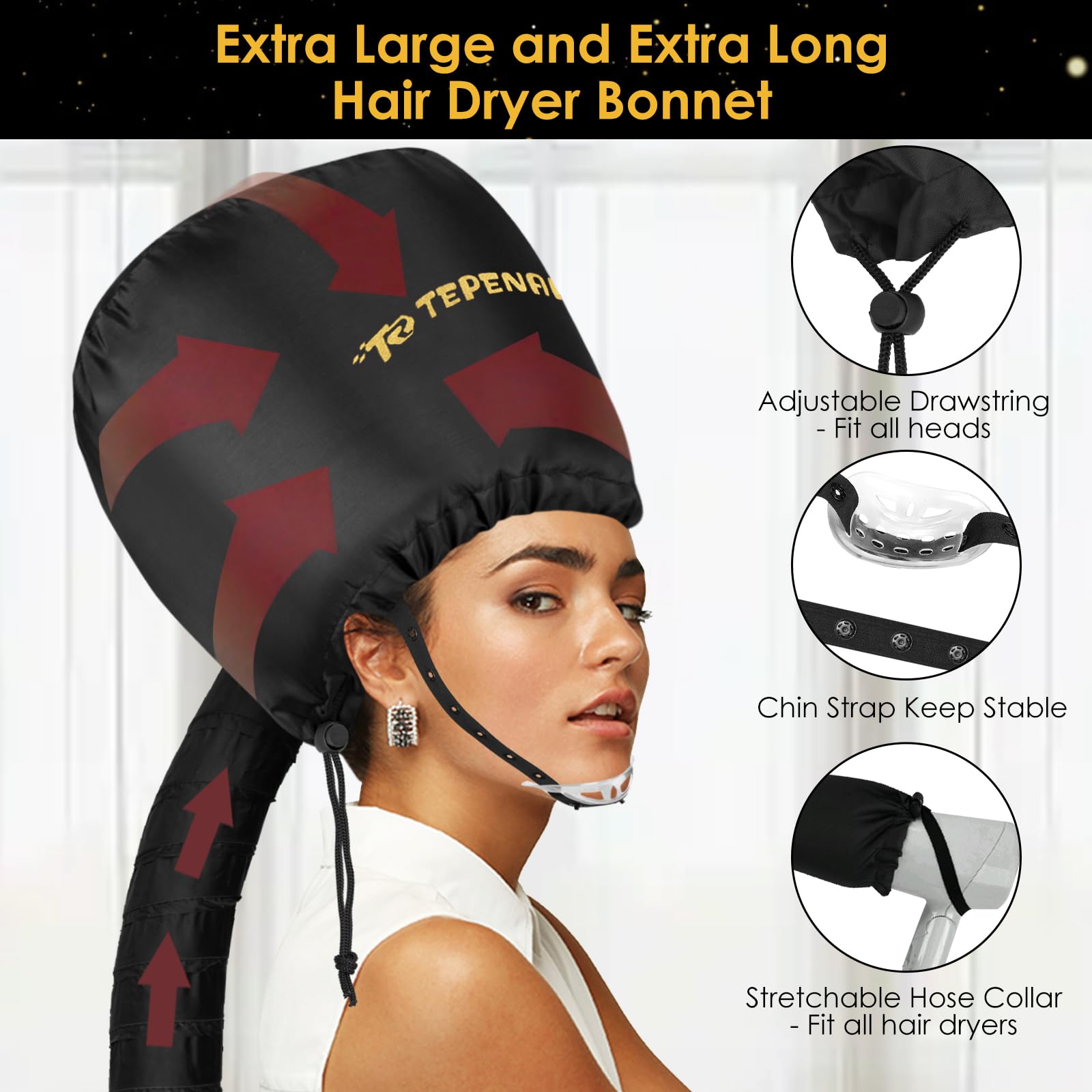 TEPENAR bonnet with adjustable strap provides secure fit during use