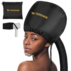 TEPENAR bonnet hair dryer attachment, large black, improves airflow for faster drying