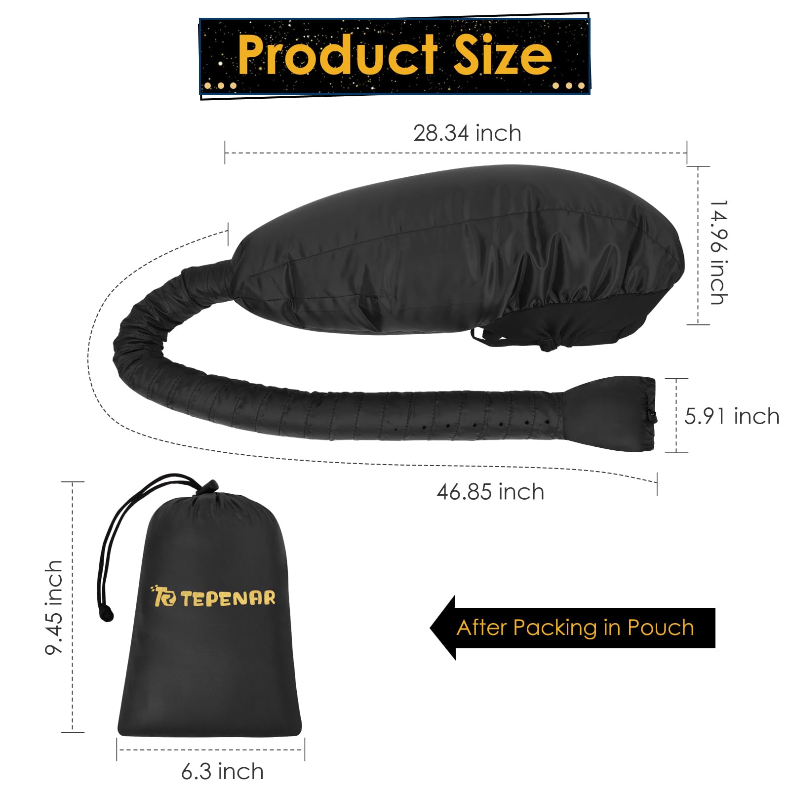 TEPENAR bonnet with a 46.85-inch hose for faster, even heat distribution