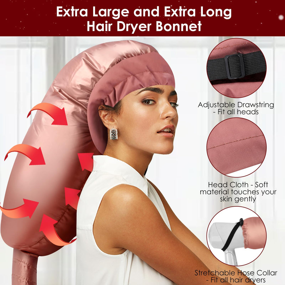 TEPENAR bonnet with adjustable strap secures hairstyles during drying.