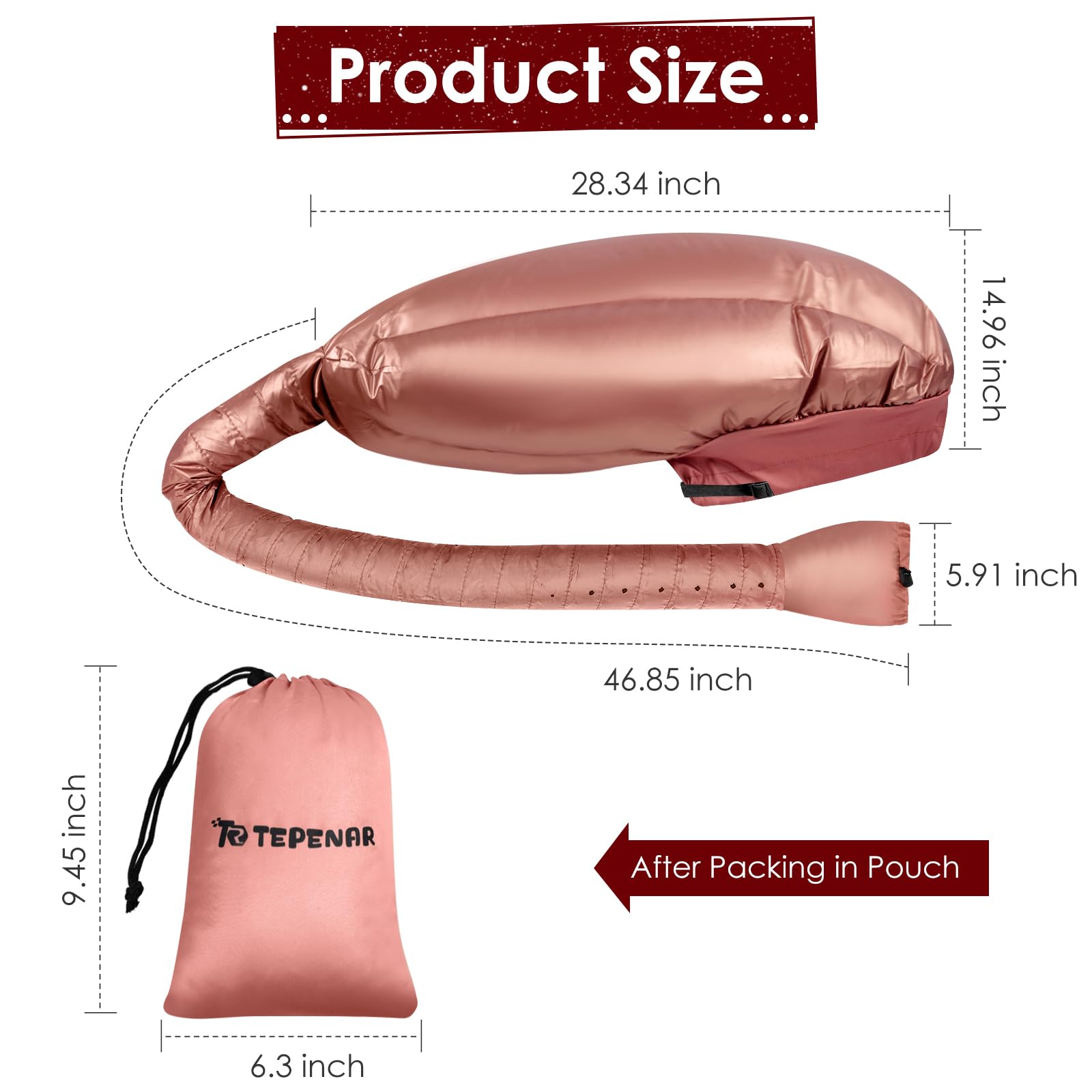 TEPENAR long hose attachment provides flexible heat distribution for even conditioning.