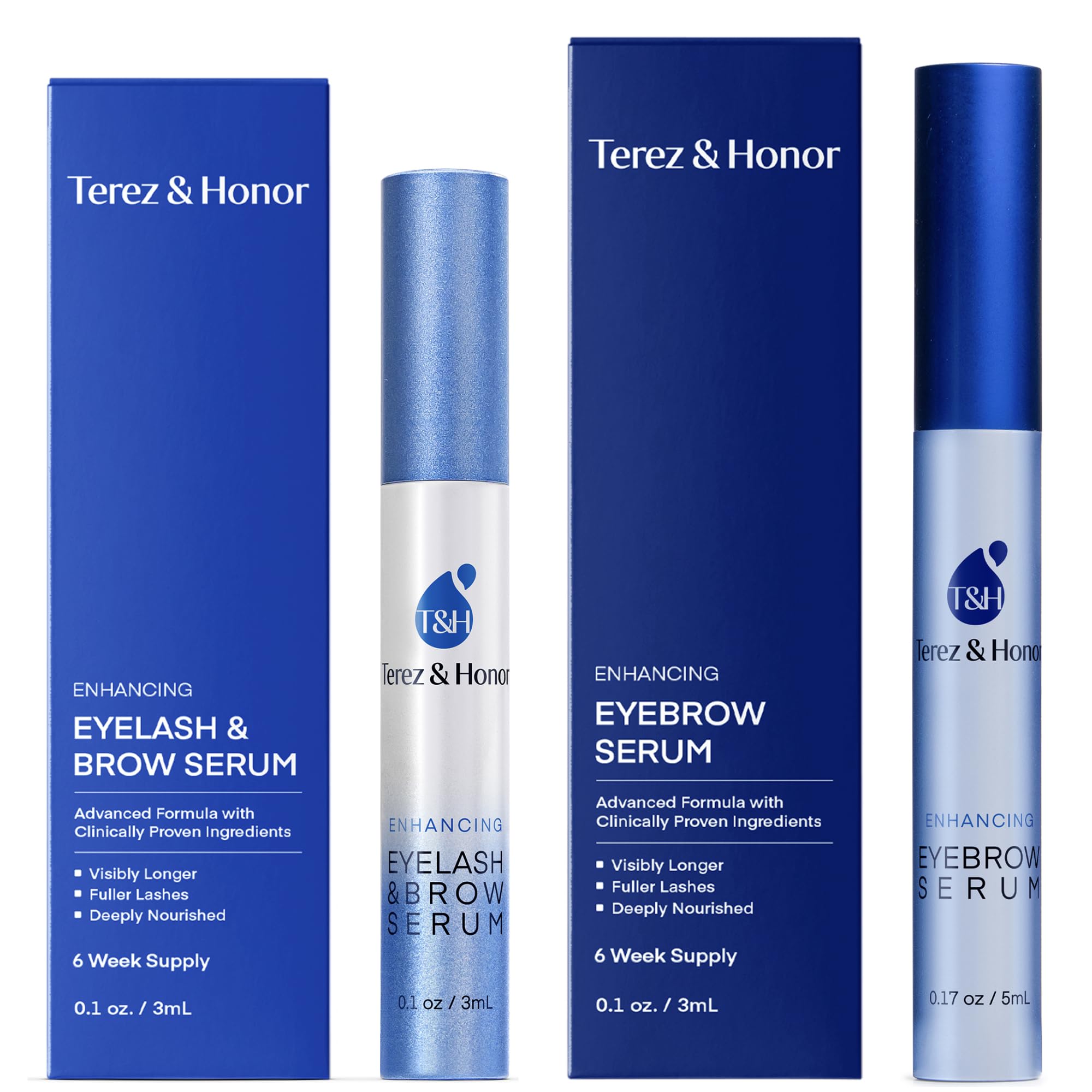 TEREZ & HONOR natural eyelash serum bottle for daily lash care and nourishment.