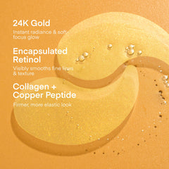 TEREZ & HONOR 24K gold eye patches in packaging for premium skincare ritual.