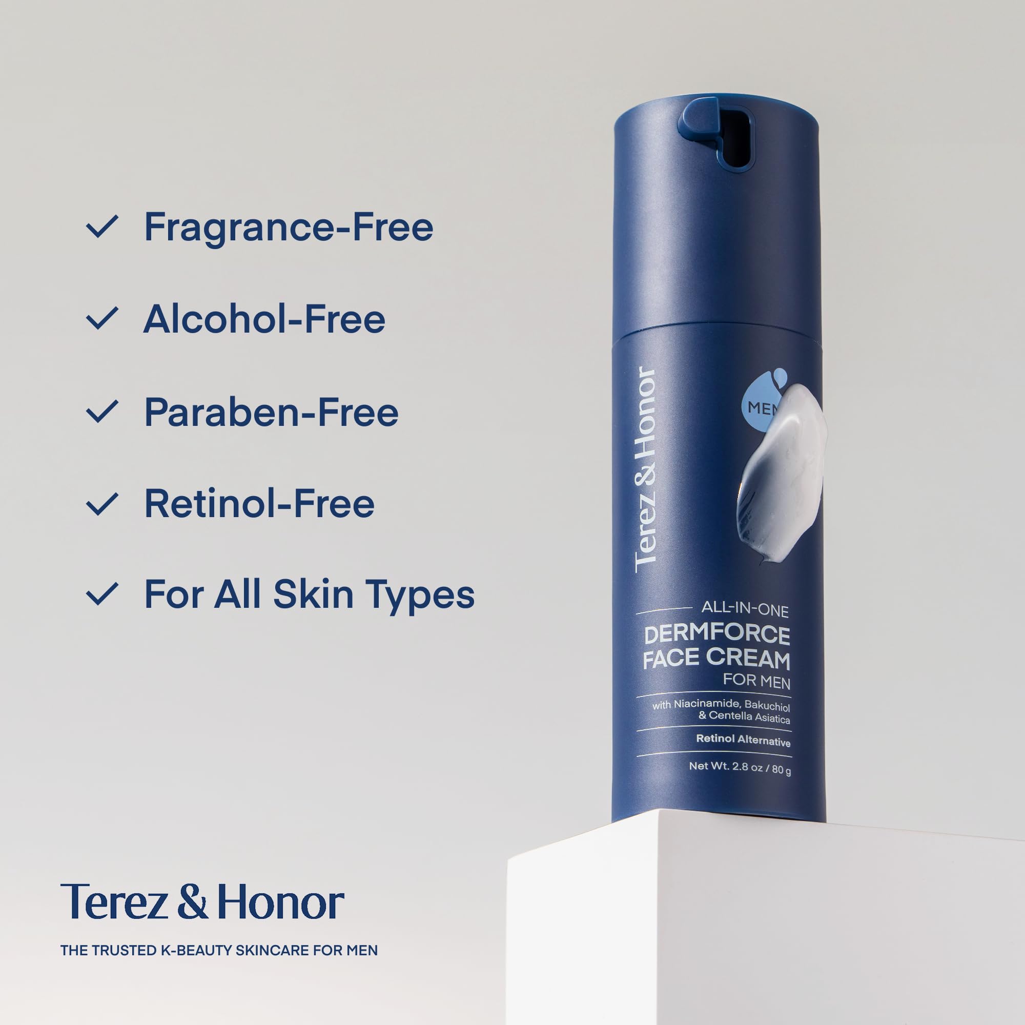 Clean, minimal setup with TEREZ & HONOR 6-in-1 cream signaling daily defense.