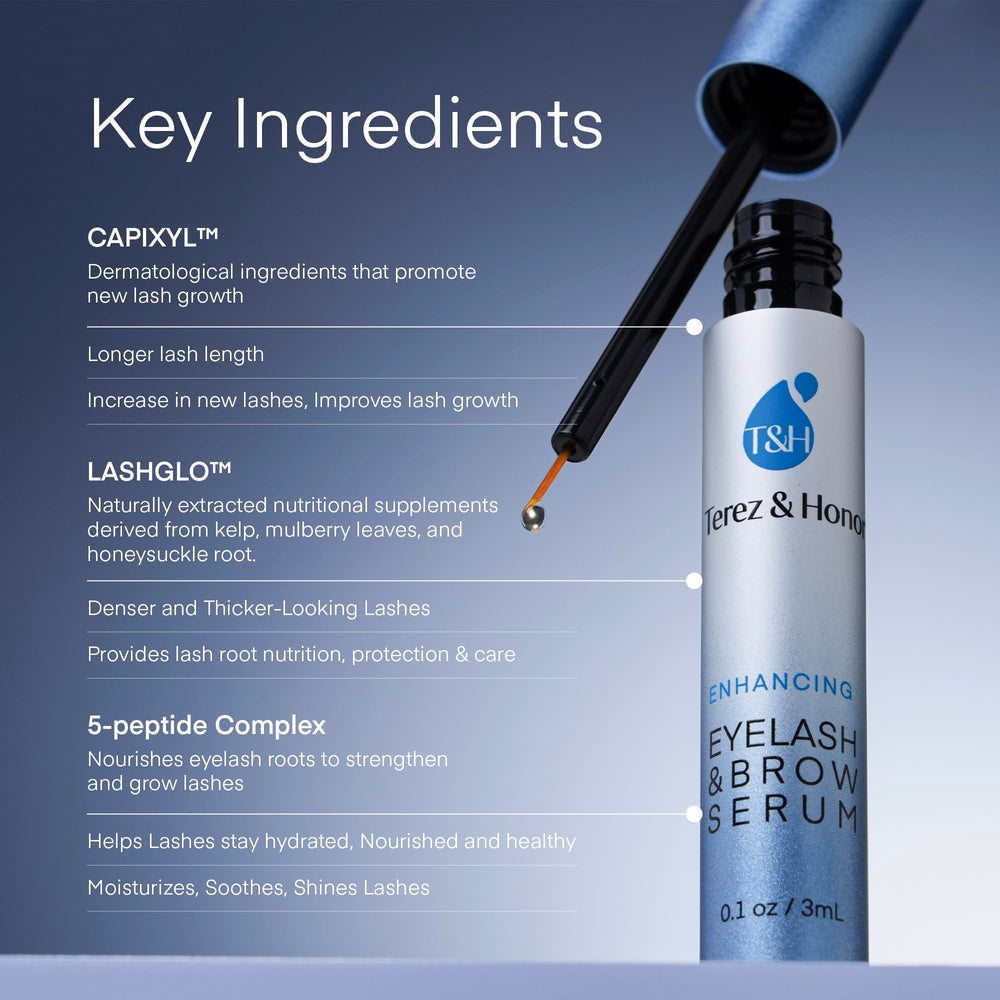 Terez & Honor Advanced Eyelash Serum brush applicator for precise, mess-free application.