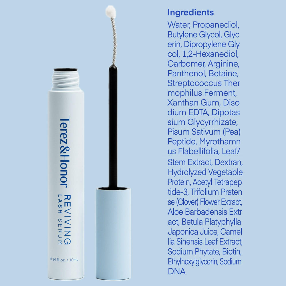 Terez & Honor Reviving Lash Serum lash-line close-up with hydrated lashes