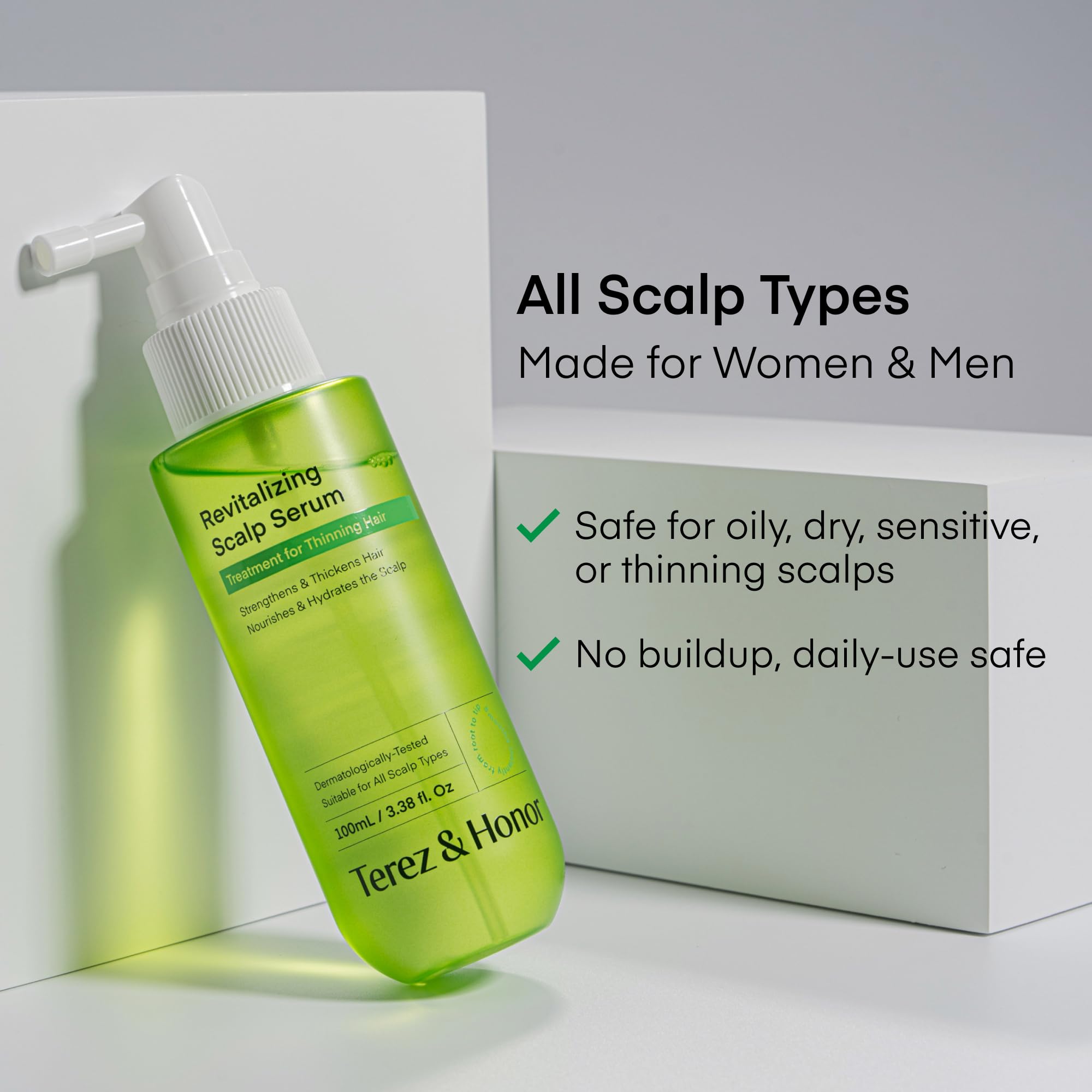 TEREZ & HONOR fórmula no grasa protege el cabello tras la aplicación.