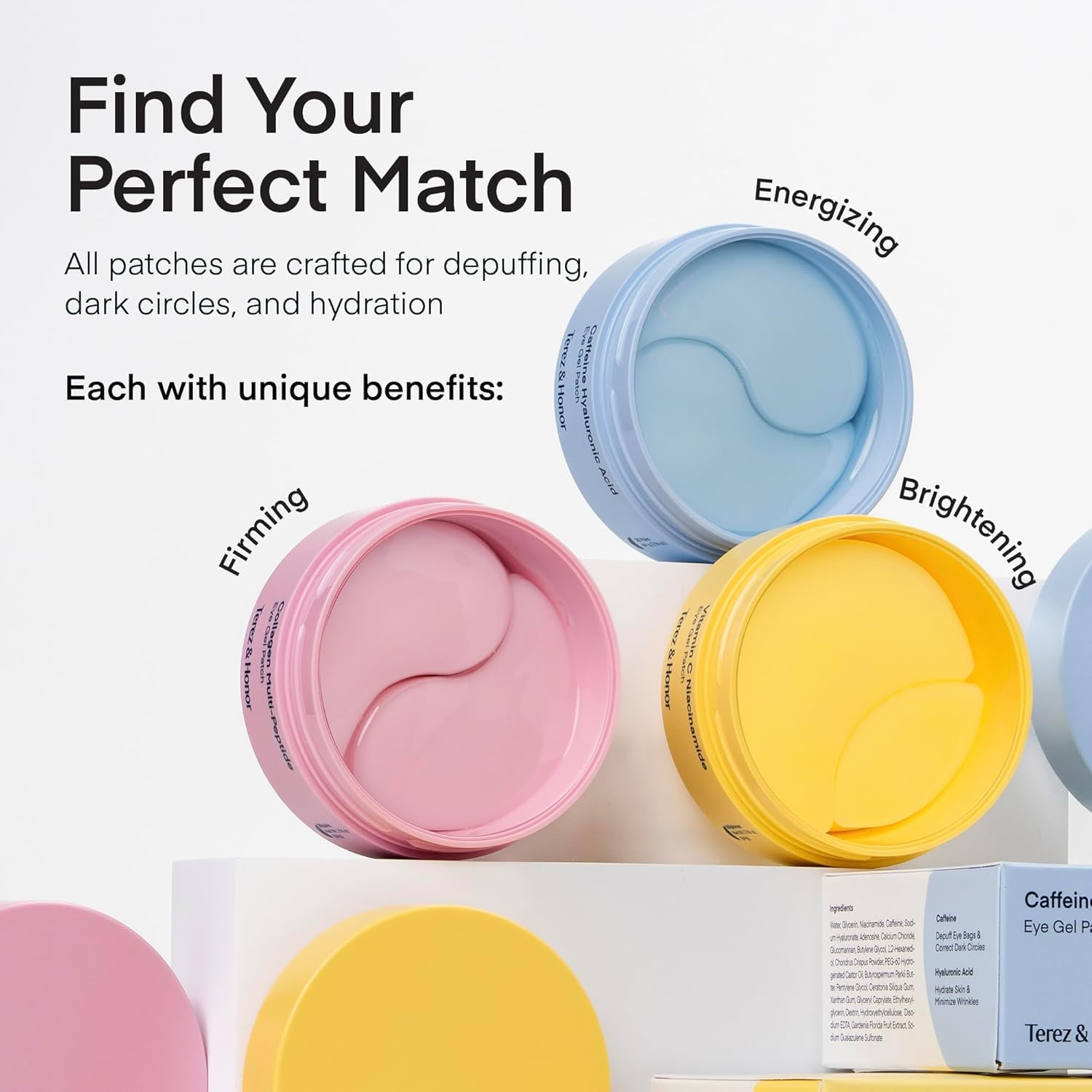 TEREZ & HONOR niacinamide patches brighten and even the eye contour.