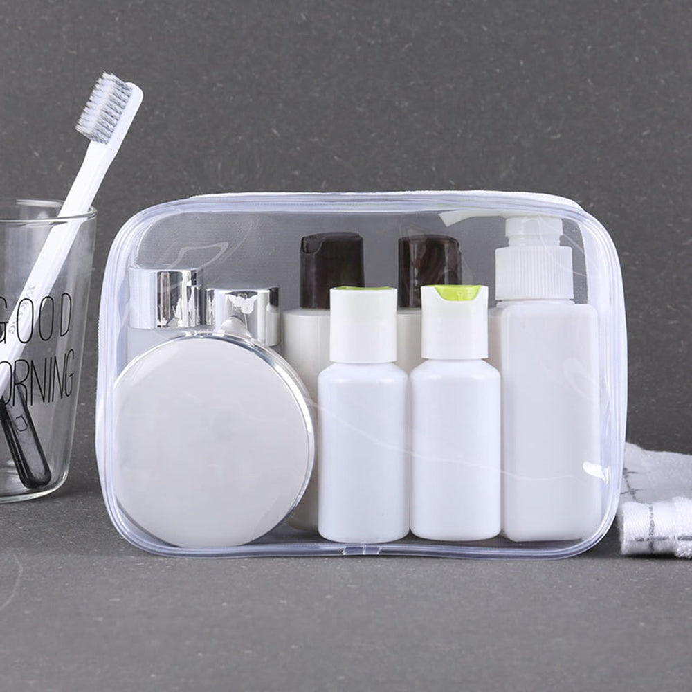 Tergy zippered makeup bag for compact travel storage of lipstick and eyeshadow.