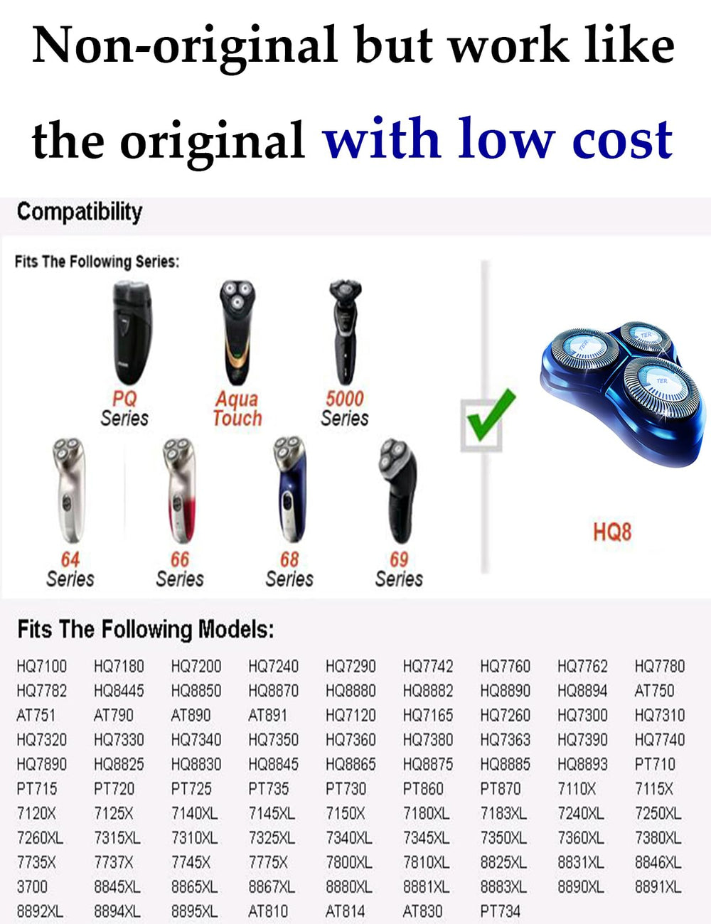 Termation HQ8 compatible with Philips Norelco shavers for easy upgrades.