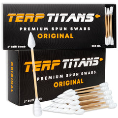 Terp Titans Original bamboo swabs, box front shows dual-tip design for versatile use