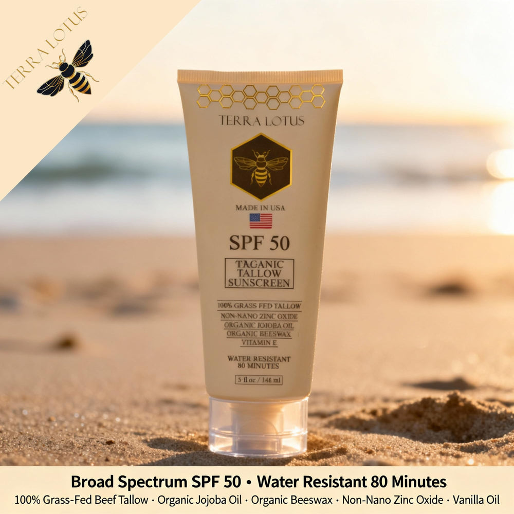 Terra Lotus sunscreen applied on forearm for quick absorption