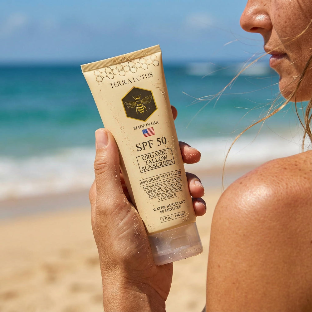 Terra Lotus grass-fed tallow close-up illustrating nourishing vitamins