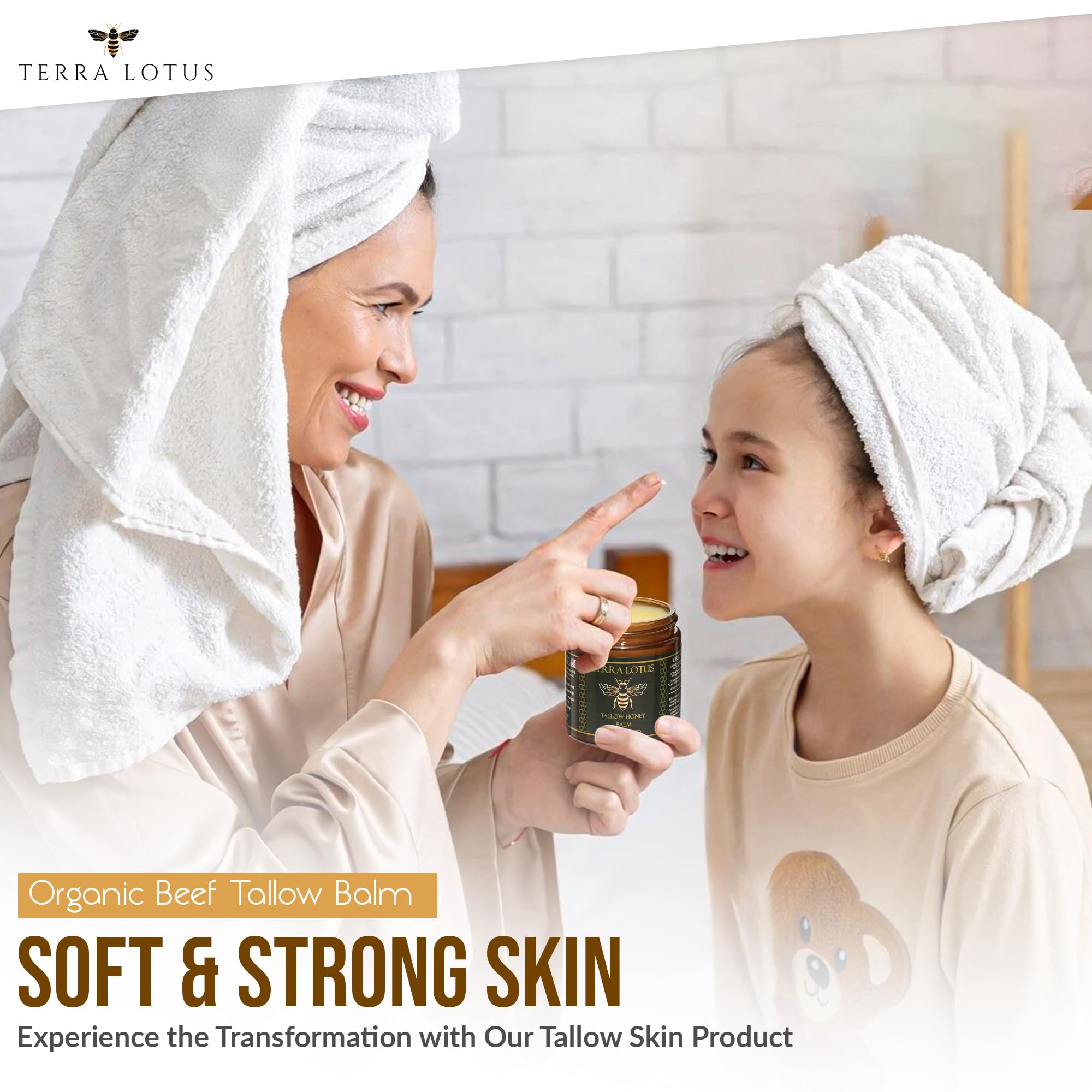Terra Lotus balm ingredients—olive oil and raw honey—on a plain surface.