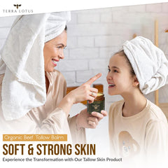 Terra Lotus balm ingredients—olive oil and raw honey—on a plain surface.