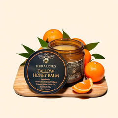 Ingredients shot highlights olive oil and raw honey for gentle care